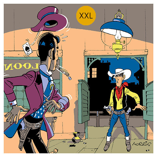 Plaque Émaillée Lucky Luke contre Pat Poker par Morris – Version XXL | Édition Limitée 22 ex.