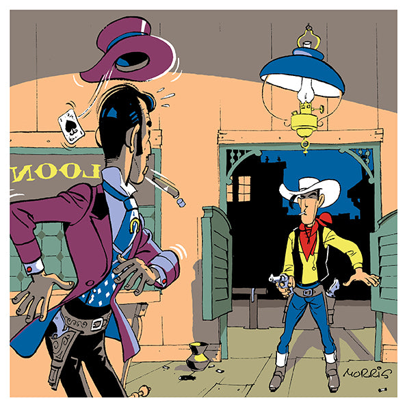 Plaque Émaillée Lucky Luke contre Pat Poker par Morris – Version Couleur | Édition Limitée 49 ex.