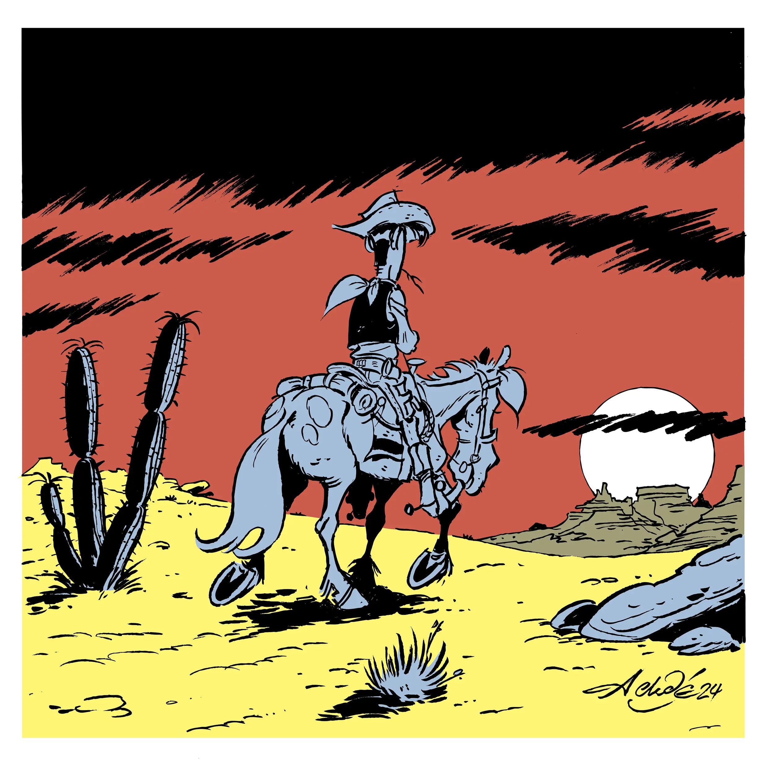 Lucky Luke Enamel Plaque by Achdé – Colour Version | Limited Edition 33 copies.