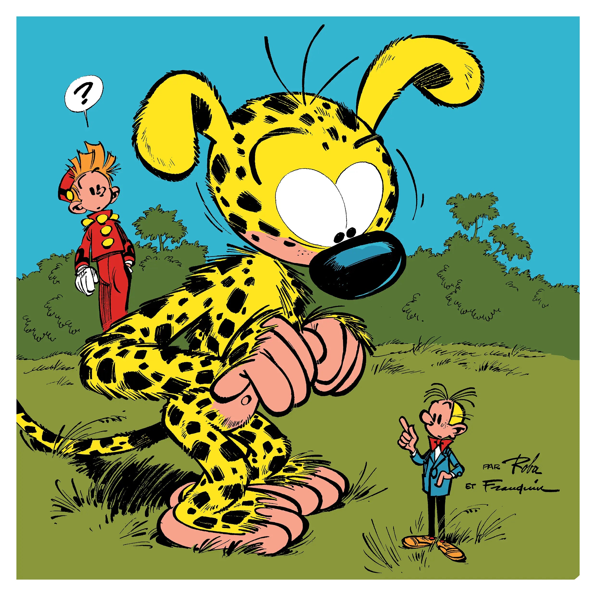 Plaque Émaillée Spirou & Fantasio par Roba & Franquin – Version Couleur | Édition Limitée 49 ex.