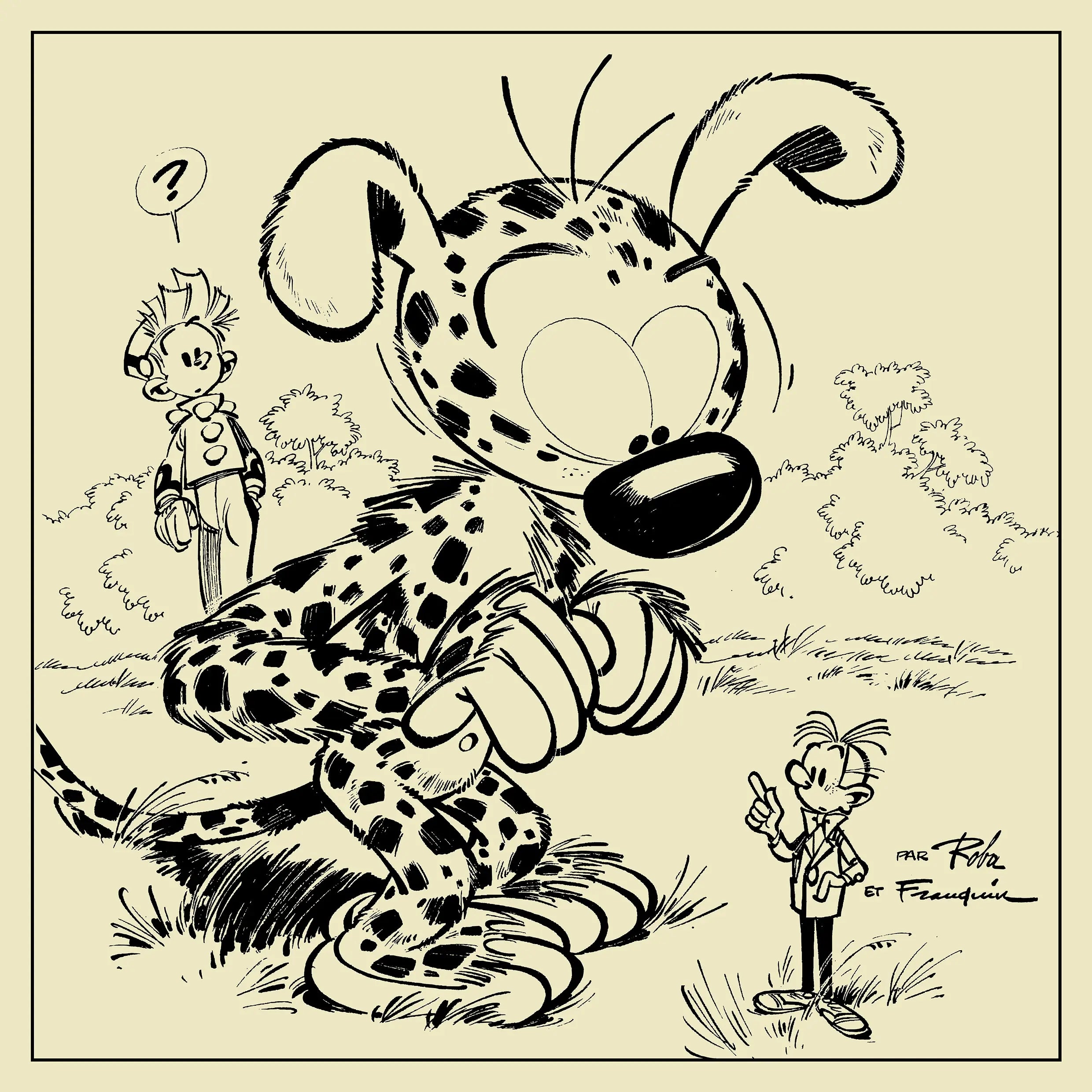 Plaque Émaillée Spirou & Fantasio par Roba & Franquin – Version Noir & Champagne | Édition Limitée 49 ex.